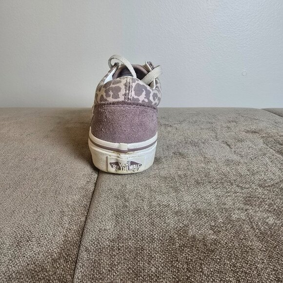 Vans Kids Old Skool Leopard Skater Sneakers Mauve‎ Lilac Purple Suede Size 11.5 - Picture 4 of 8